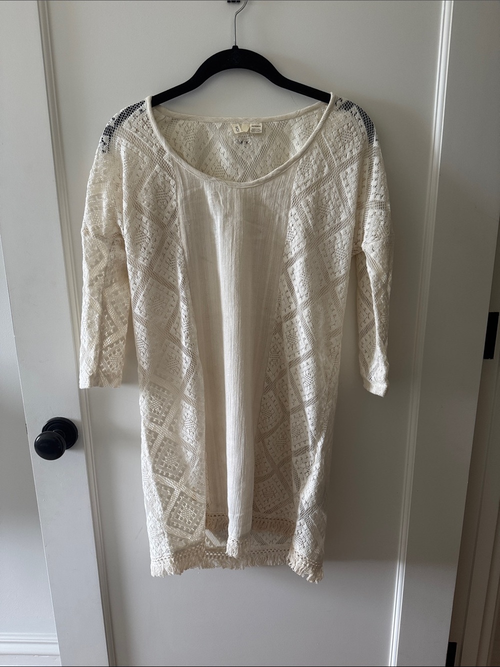Roxy Cream Crochet Tunic with Scoop Neck